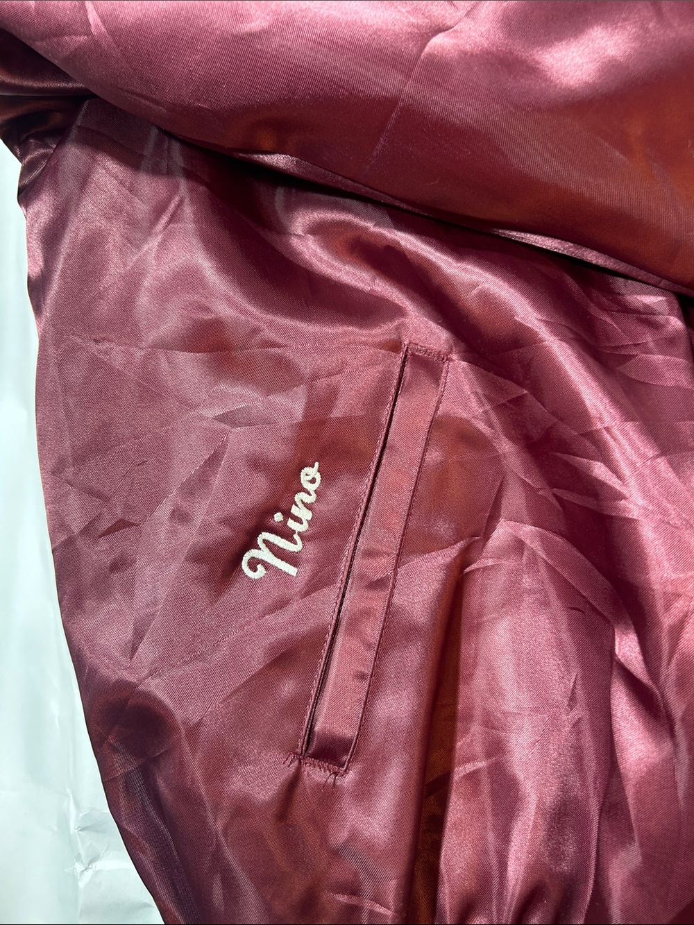 Tommy’s Maroon Nylon Bomber Jacket - Valley 8-Ball Pool League ‘88-‘89 “Nino” - Picture 4 of 7